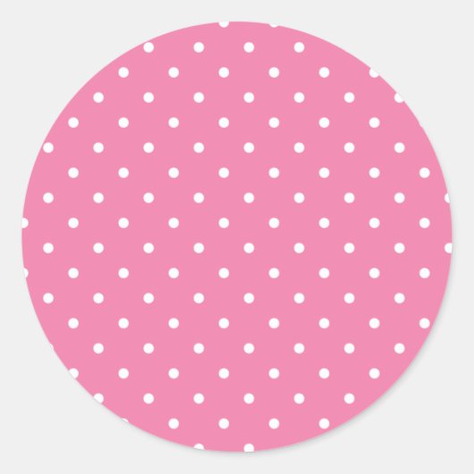 Micro Polka Dot White - Fuchsia Pink Ronde Sticker (Voorkant)