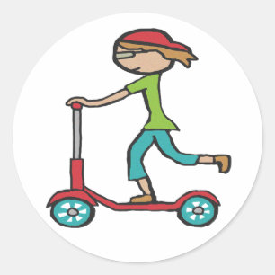 Micro Scooter Ronde Sticker