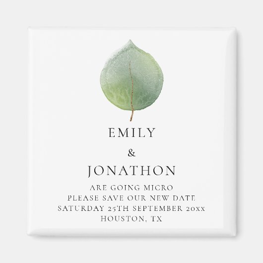 Micro Smaller Weddenschap Eucalyptus Save the Date Magneet (Voorkant)