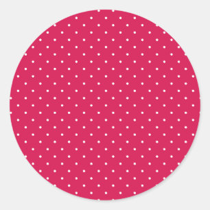 Micro Stip Wit - Framboos Rood Ronde Sticker