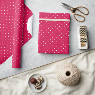 Micro Stippen Wit - Framboos Rood Cadeaupapier