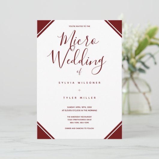 Micro Wedding Burgundy Corners Typografie (Staand voorkant)