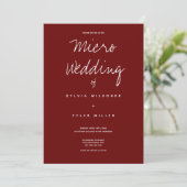 Micro Wedding Burgundy Typography Invitation (Staand voorkant)