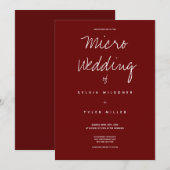 Micro Wedding Burgundy Typography Invitation (Voorkant / Achterkant)
