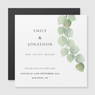 Micro Wedding Eucalyptus Botanical Bewaar de datum Magnetische Uitnodiging