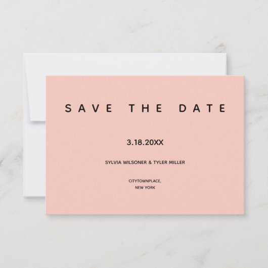 Micro Wedding Pink Black Typografie Small Minimal Save The Date (Voorkant)