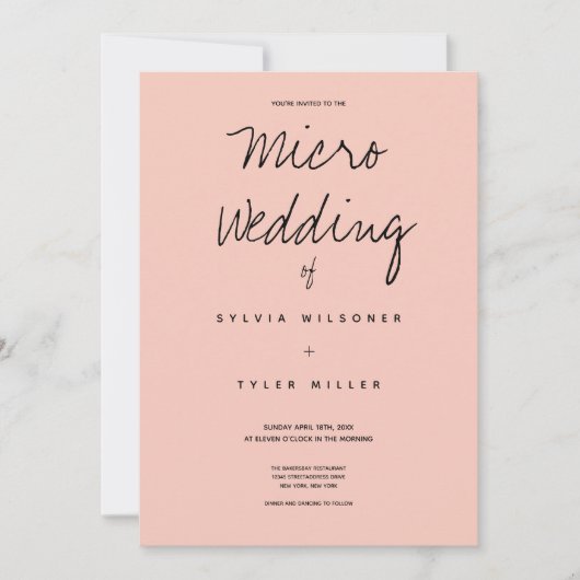 Micro Wedding Pink Black Typography Minimal (Voorkant)