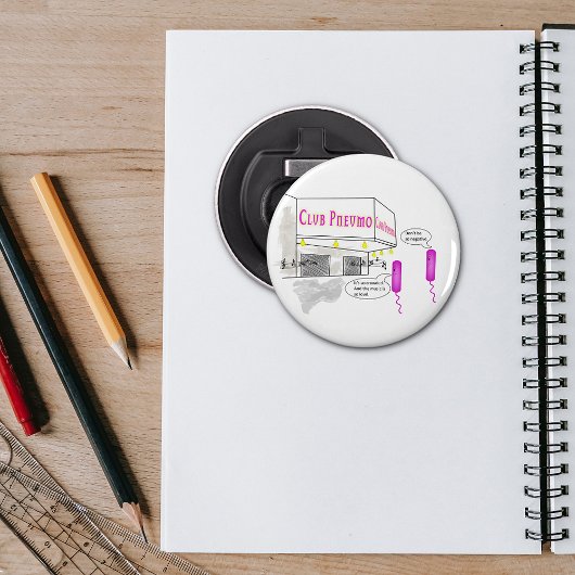 Microbiologie Cartoon Button Flesopener