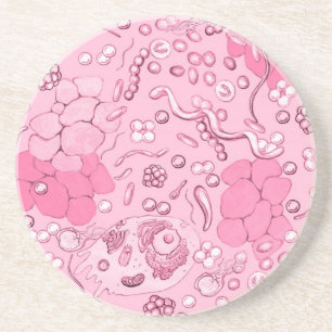 Microbiologie in roze zandsteen onderzetter