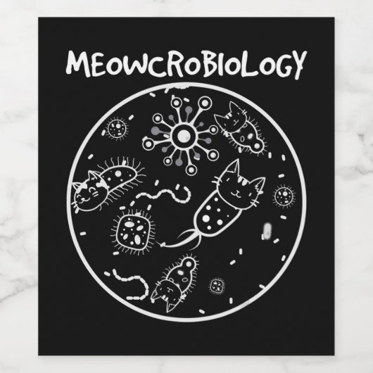 Microbiologie — Kat Lovers Funny Joke Wijn Etiket (Enkel label)