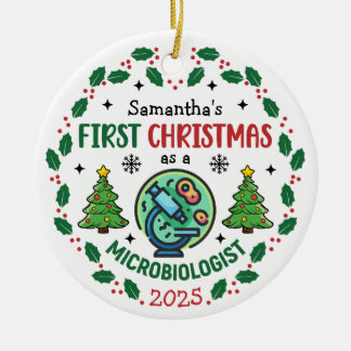Microbioloog Eerste Kerstdag Gepersonaliseerd Keramisch Ornament
