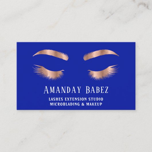 Microblade Makeup Eyelash Extension QR Code Blue Visitekaartje (Voorkant)
