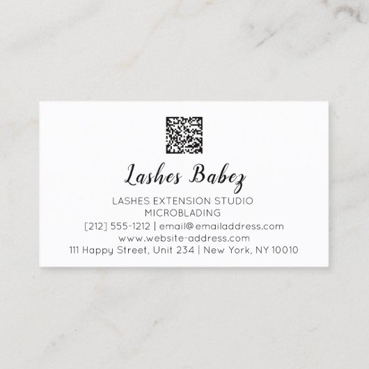 Microblade Makeup Eyelash Extension QR Code White Visitekaartje (Achterkant)