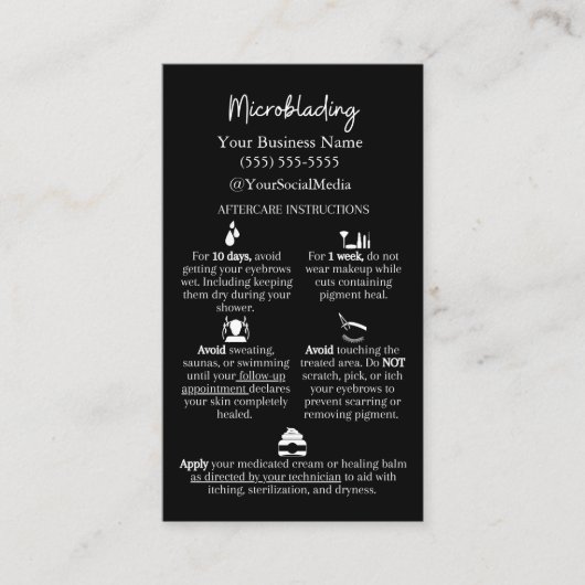 Microblading Afcare, Carte de visite de 3,5 po x 2 (Devant)