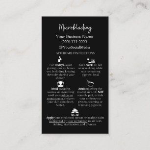 Microblading Aftercare en FAQs Instruction Card Visitekaartje