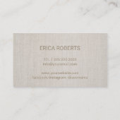 Microblading Brow Makeup Artist Gold Script Linen Visitekaartje (Achterkant)