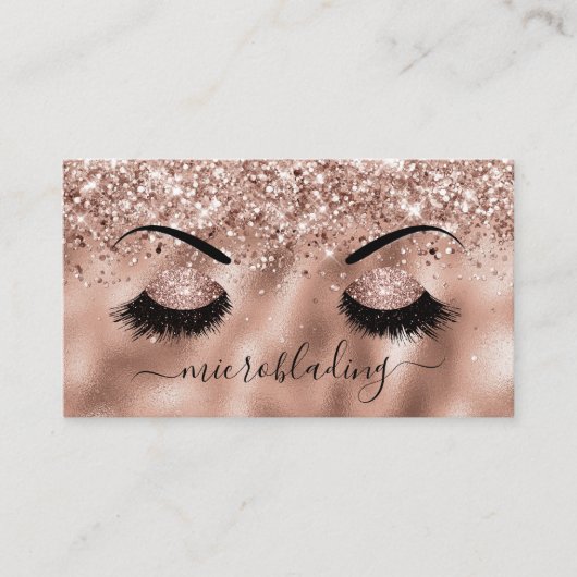 Microblading Brows Roos Gold Glitter Makeup Artist Visitekaartje (Voorkant)