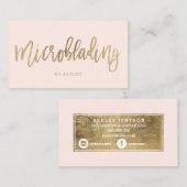 Microblading elegant goudtypografie struik roze visitekaartje (Voorkant / Achterkant)