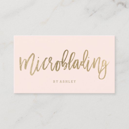 Microblading elegant goudtypografie struik roze visitekaartje (Voorkant)
