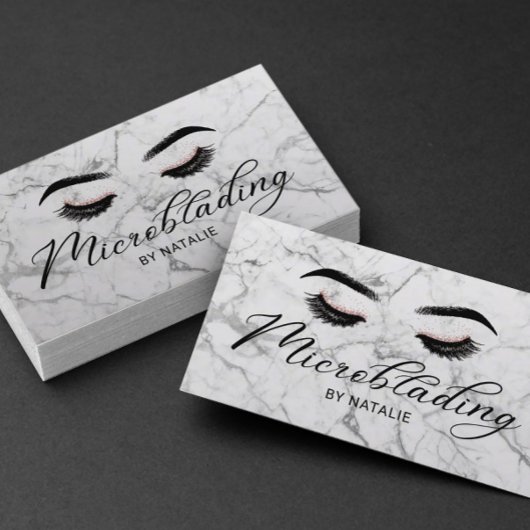 Microblading Elegante Typografie Wit Marmer Visitekaartje
