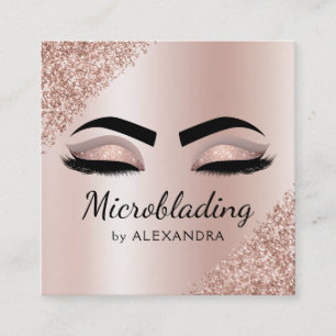 Microblading Eyebrows Brows Glitter Roos Gold Pink Vierkante Visitekaartje
