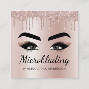 Microblading Eyebrows Brows Glitter Roos Gold Pink Vierkante Visitekaartje