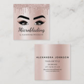 Microblading Eyebrows Brows Glitter Roos Gold Pink Vierkante Visitekaartje (Voorkant / Achterkant)