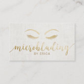 Microblading Eyebrows Makeup Artist Gold Script Visitekaartje (Voorkant)
