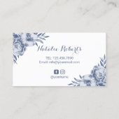 Microblading Eyebrows Salon  Blue Floral Visitekaartje (Achterkant)