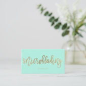 Microblading gold typografie aqua pastel visitekaartje (Staand voorkant)