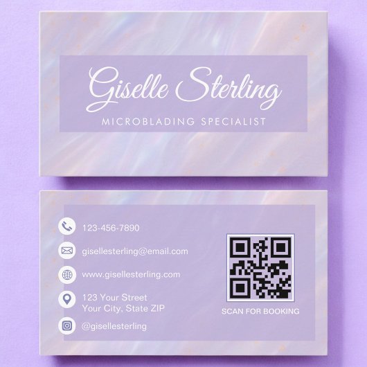 Microblading QR-code iriserende pastel opaal Visitekaartje