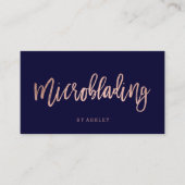 Microblading roos gold typografie marineblauw visitekaartje (Voorkant)