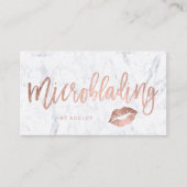 Microblading roos gouden typografie witte marmerli visitekaartje (Voorkant)