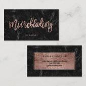Microblading roos goudtipografie zwarte marmer visitekaartje (Voorkant / Achterkant)
