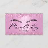 Microblading Roze Glitter zet Typografische Zaken Visitekaartje (Voorkant)