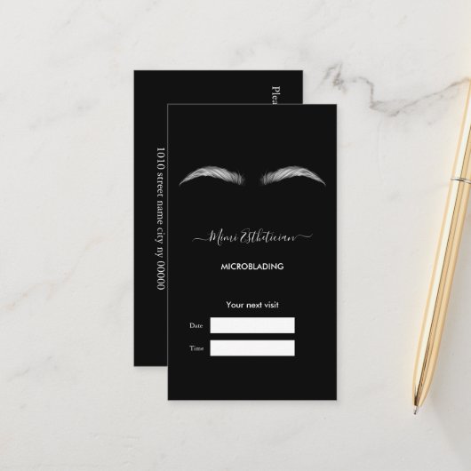 MICROBLADING Salon Carte de rendez-vous (Devant/Arrière en situation)