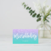 Microblading typografie lavender glitter visitekaartje (Staand voorkant)