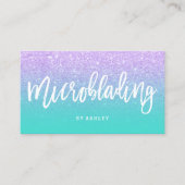 Microblading typografie lavender glitter visitekaartje (Voorkant)