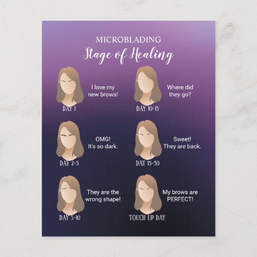 Microblading Verzorgingsinstructie Elegant Paars Flyer (Achterkant)