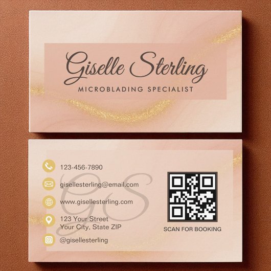 Microblading Waterverf Gold Monogram QR-code Visitekaartje