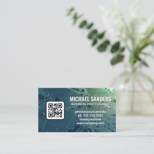 Microchip Printplaat | QR Code Visitekaartje (Staand voorkant)