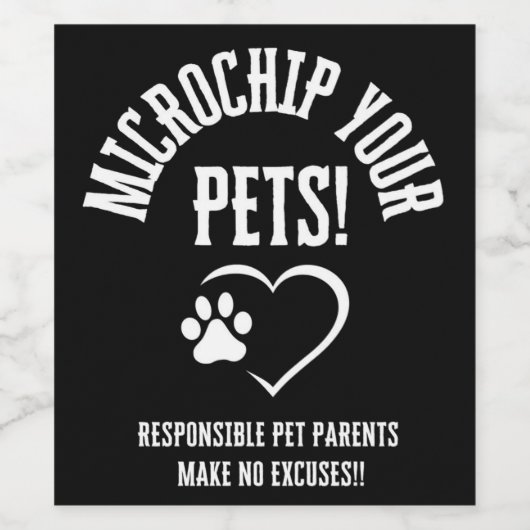 Microchip Your Pets Vin Bottle Étiquette (Étiquettes simples)