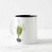microfono con notas musicales tweekleurige koffiemok (Voorkant links)
