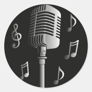 Microfoon  analoge muziek opname stem ronde sticker