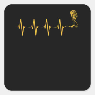 Microfoon hartslag Golden hartslag Vierkante Sticker