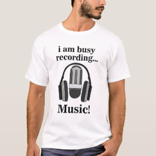 Microfoon Hoofdtelefoon Opname Muziek T-shirt