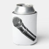 Microfoon houtsnede gegraveerde stijl blikjeskoeler (Blikje Voorkant)