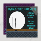 Microfoon in Spotlight Karaoke Night Invitation Kaart (Voorkant / Achterkant)