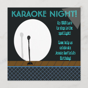 Microfoon in Spotlight Karaoke Night Invitation Kaart