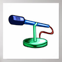 Microfoon Kleine Standaard Blauw en Groene Grafisc